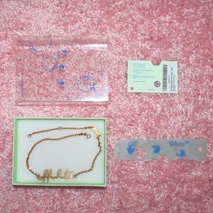 Off-white designer gold logo necklace